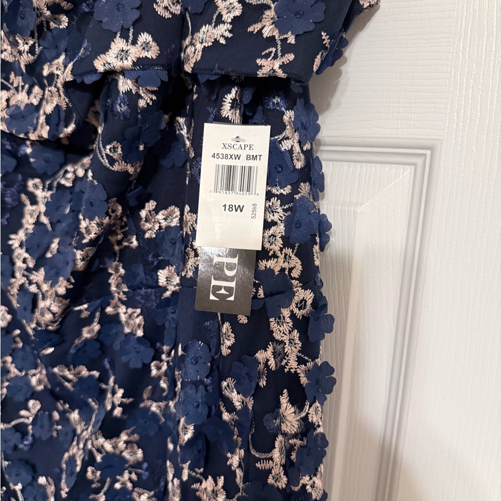 Xscape Midnight Blue Floral Gown